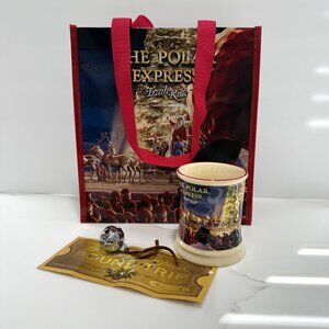 2025 Polar Express Train Ride Gift Set Raised Ceramic Mug Bag Ticket Bell NEW